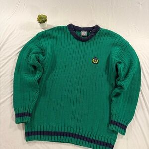 Vintage Gap Knit Sweater Green Pullover Crewneck Navy Size L